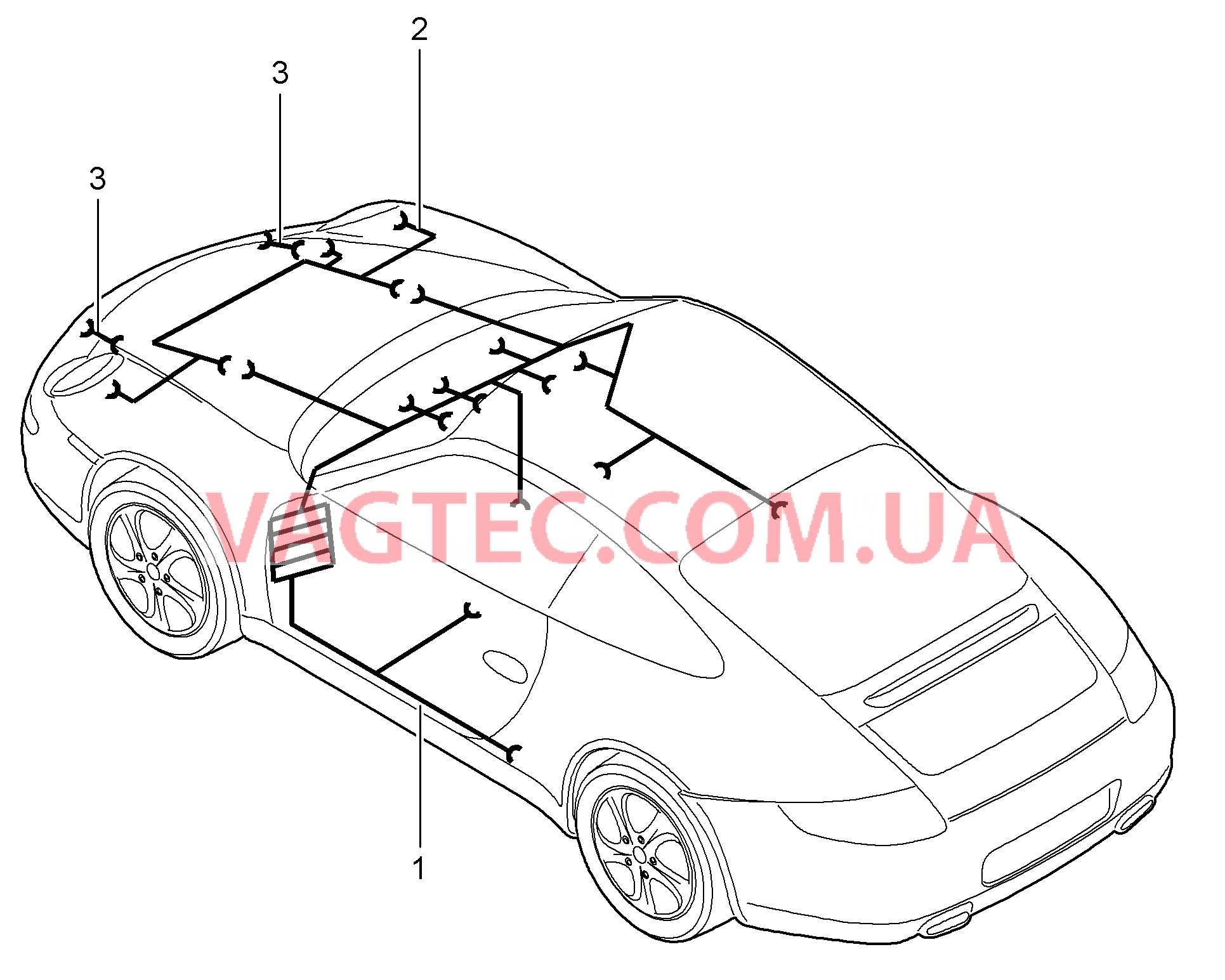 902-010 Жгуты проводов, Салон, Передняя часть, Обшивка, передний, Подушка безопасности, Преднатяжитель, Ремонтные комплекты, Амортизатор, ABS, Индик.износа торм.колодок, Передняя ось для PORSCHE 911.Carrera 2009-2012USA