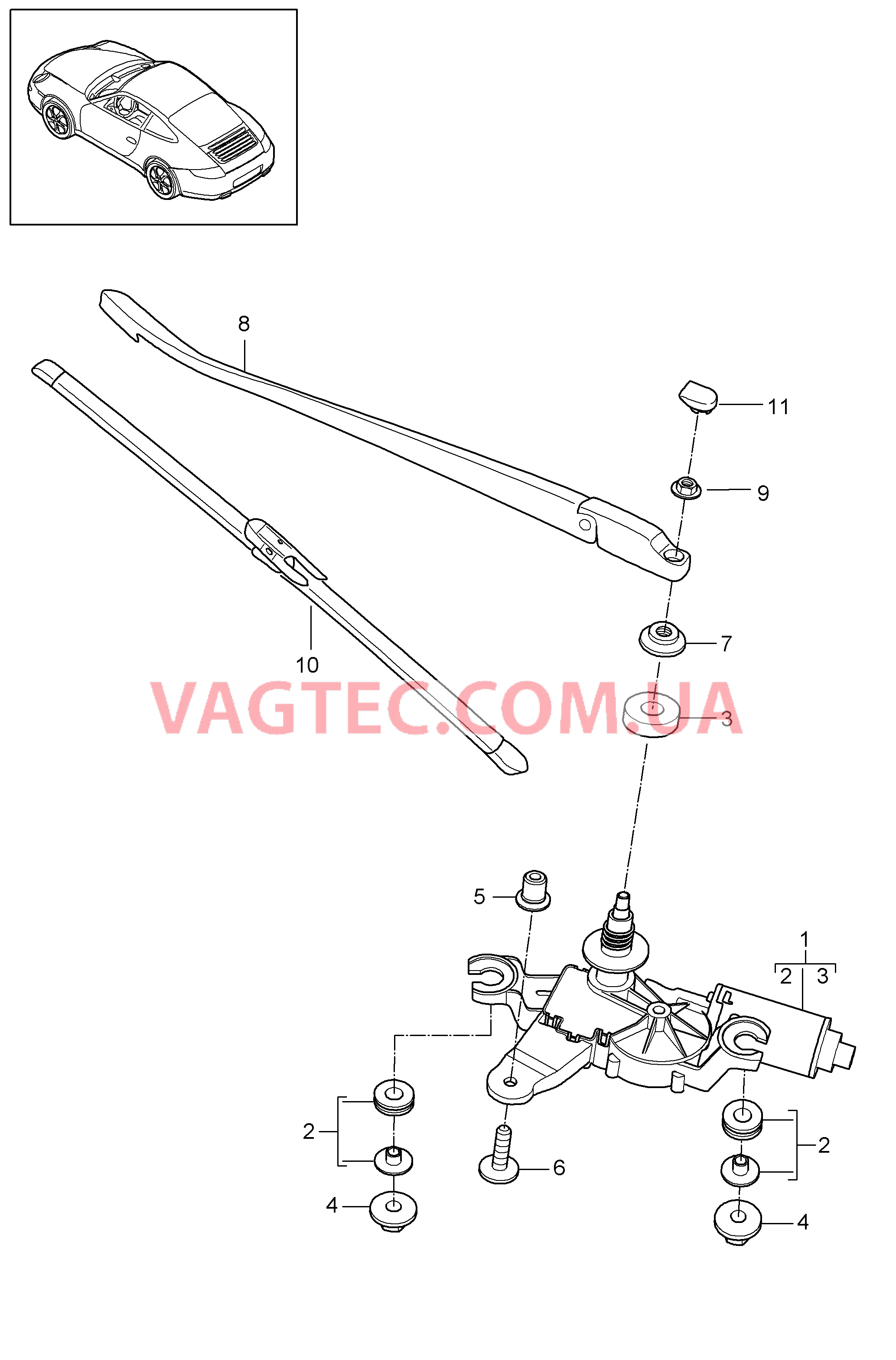 904-005 Задний стеклоочиститель
						
						I425 для PORSCHE 911.Carrera 2009-2012USA