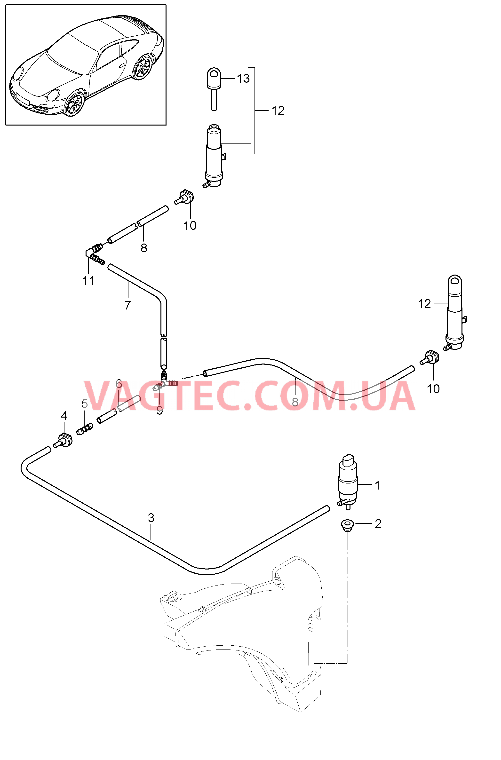 904-020 Система очистки фар
						
						I288 для PORSCHE 911.Carrera 2009-2012