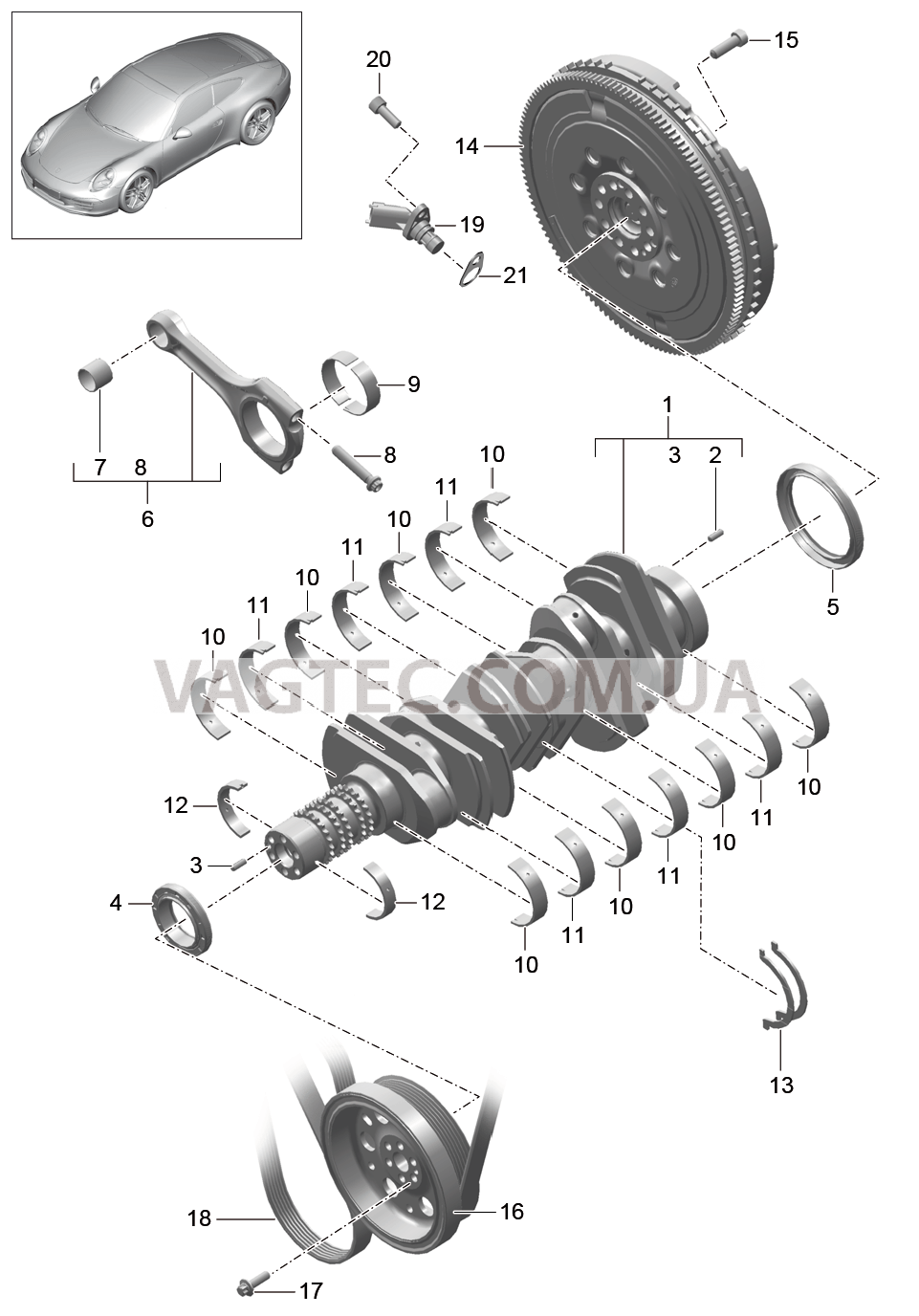 102-000 Коленвал для PORSCHE 911.Carrera 2012-2016