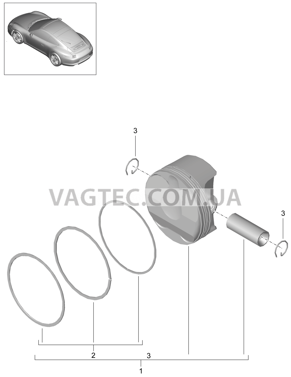 102-005 Поршень для PORSCHE 911.Carrera 2012-2016USA