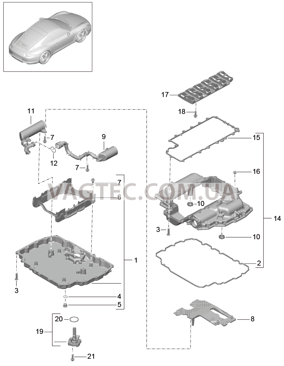 104-002 Масляный поддон для PORSCHE 911.Carrera 2012-2016