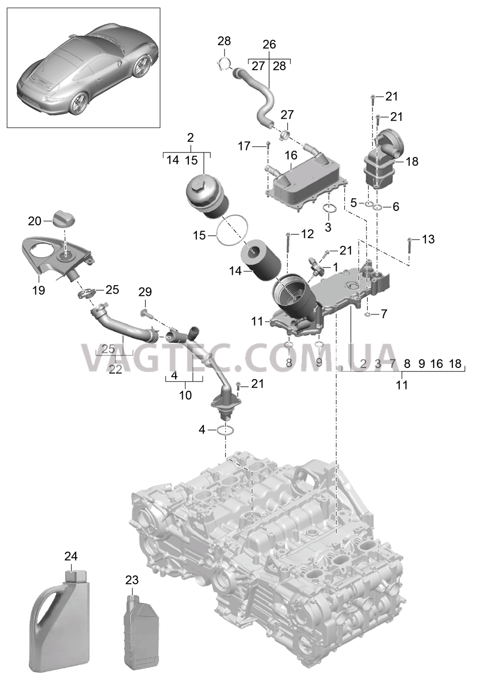 104-005 Система смазки для PORSCHE 911.Carrera 2012-2016USA
