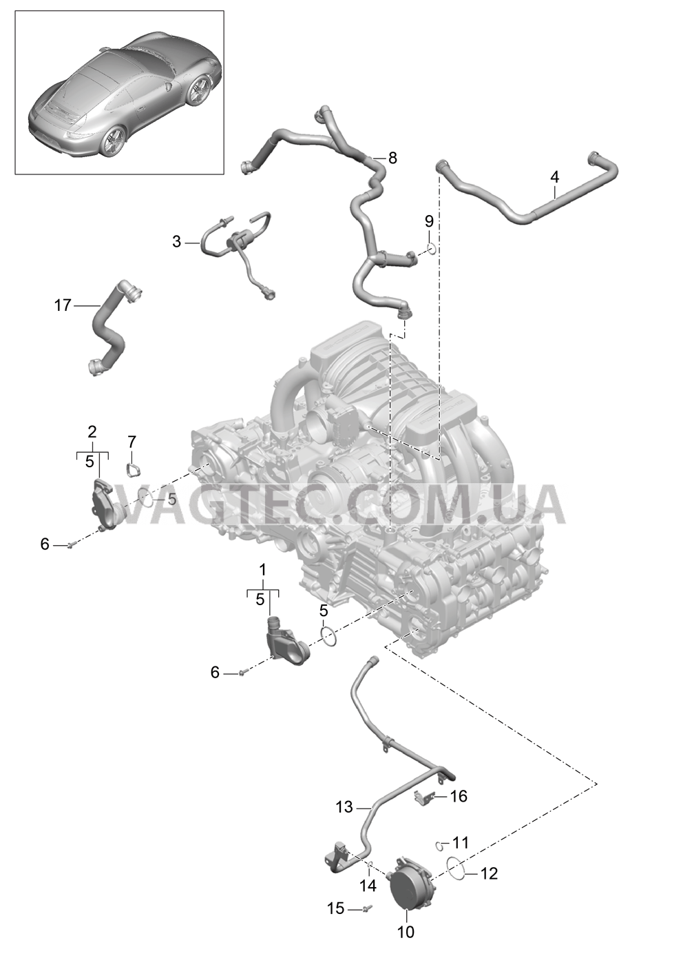 104-010 Кривошипный механизм, Система вентиляции, Вентиляция топливн.бака, Вакуумный насос для PORSCHE 911.Carrera 2012-2016