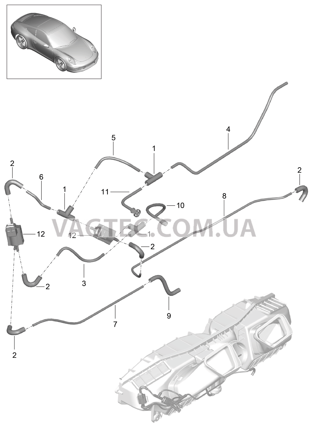 106-005 Воздушный фильтр, Вакуумное управление для PORSCHE 911.Carrera 2012-2016USA