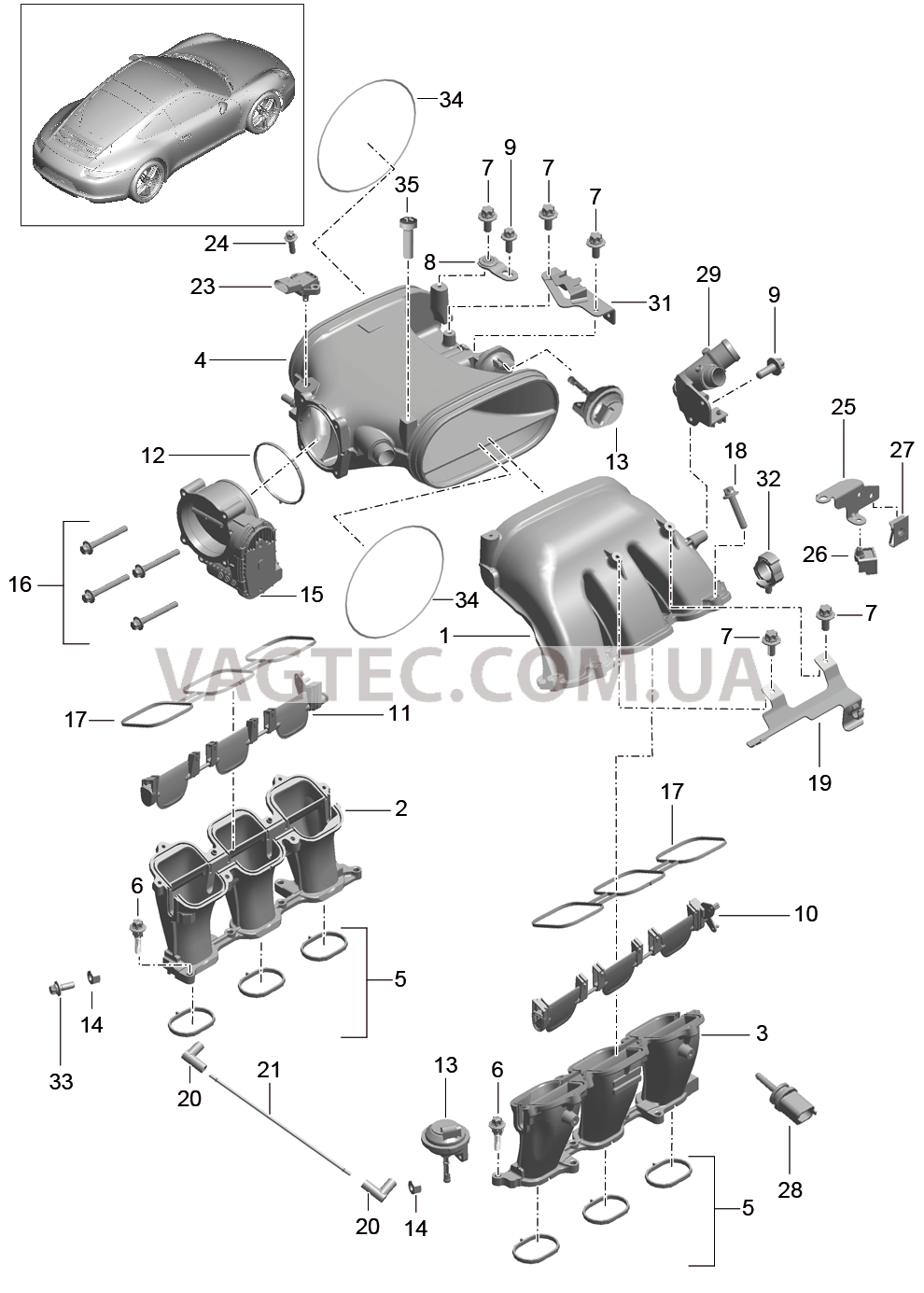 107-012 Впускной коллектор, Патр. дроссел.заслонки
						
						IX51, I011 для PORSCHE 911.Carrera 2012-2016USA