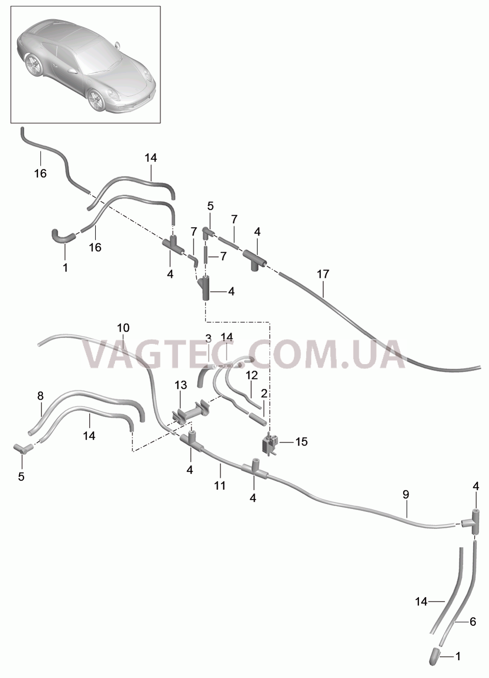 Купить 107-015 Вакуумная система, Двигатель MA1.04 911.Carrera PORSCHE  2012-2016USA года. Купить оригинальные детали 911.Carrera PORSCHE  2012-2016USA года | VAGTEC.COM.UA