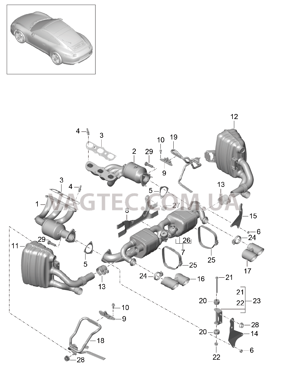 202-005 Выпускная система
						
						I176 для PORSCHE 911.Carrera 2012-2016USA