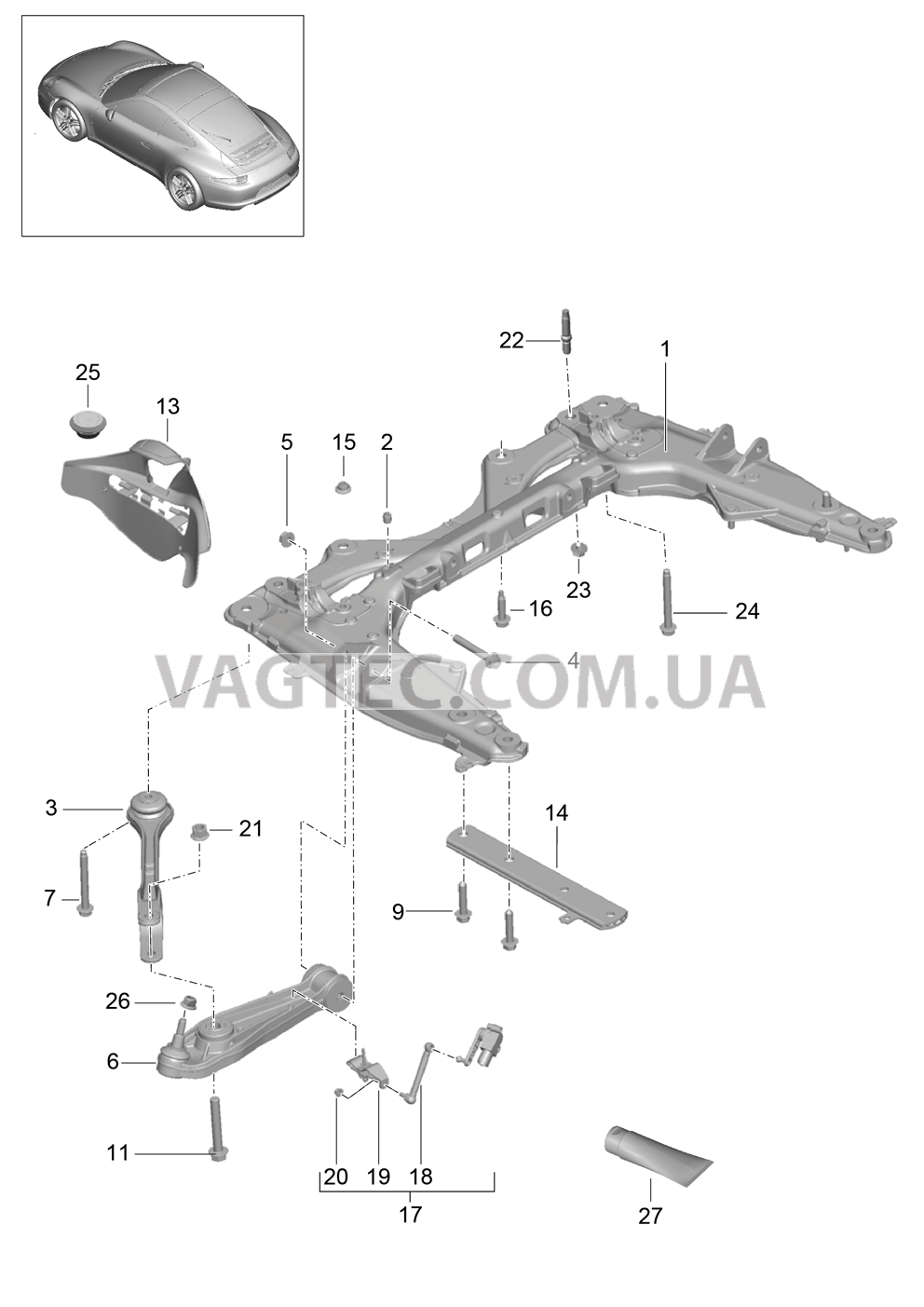 401-000 Поперечина, Поперечный рычаг для PORSCHE 911.Carrera 2012-2016USA