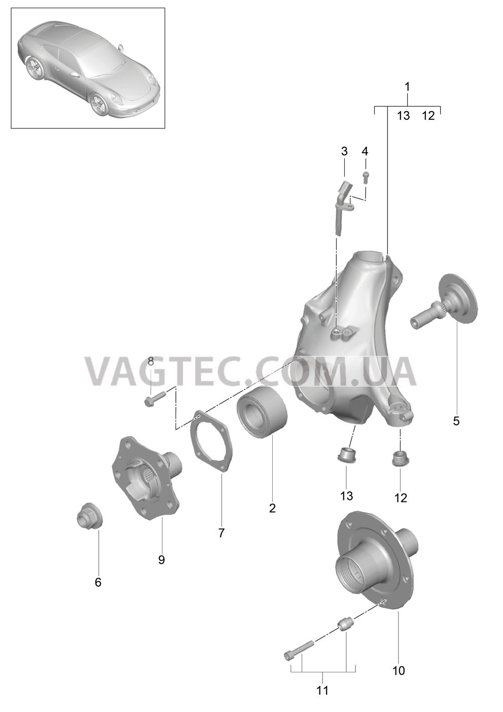 401-005 Корпус подшипника ступицы, Ступица для PORSCHE 911.Carrera 2012-2016USA