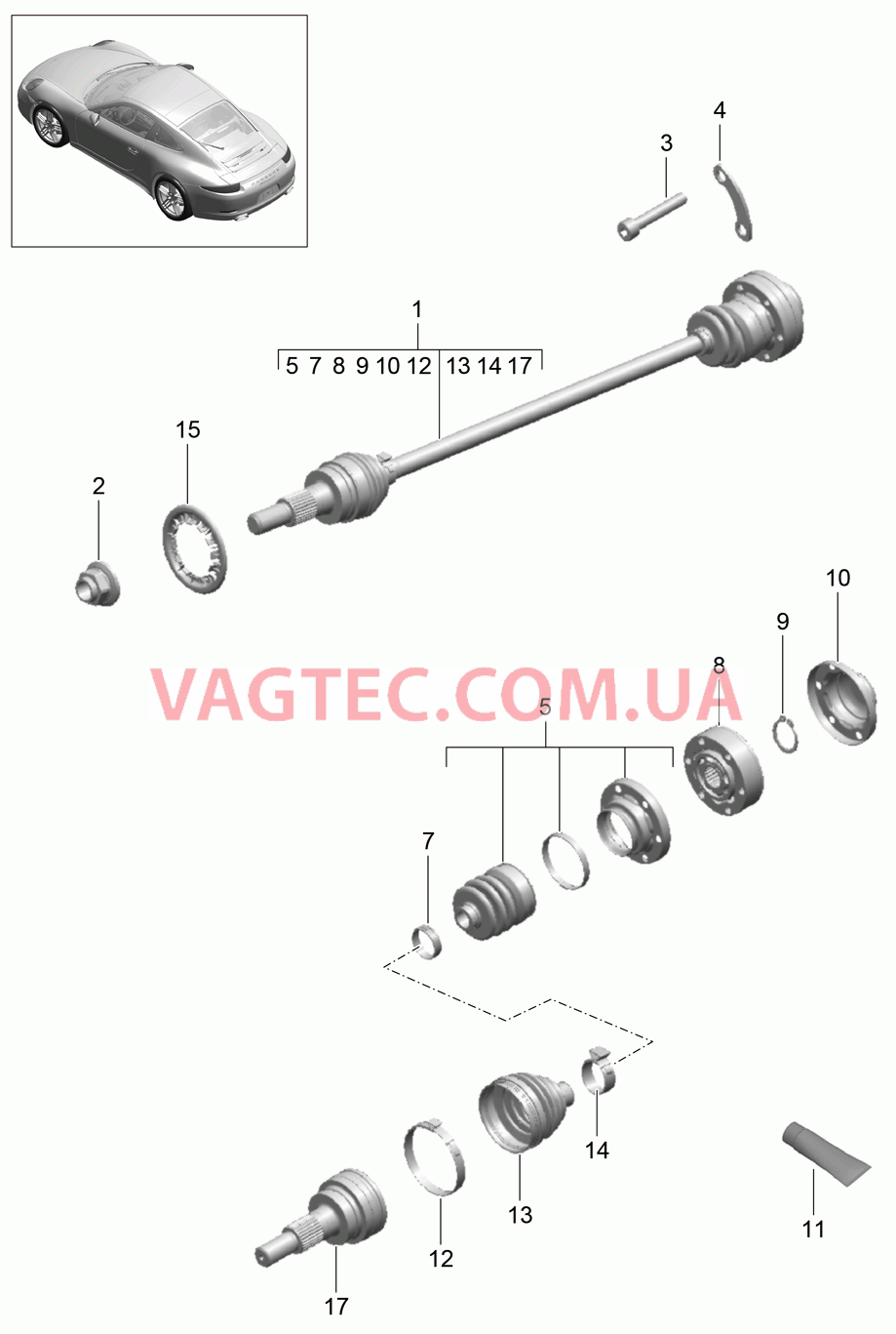 401-010 Шарнирный вал
						
						CARRERA 4, CARRERA 4-S для PORSCHE 911.Carrera 2012-2016