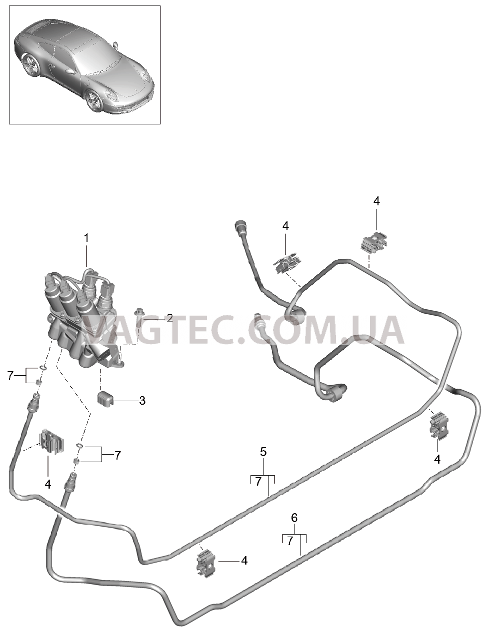 402-020 Линии, Блок клапанов, Передняя часть кузова, PDCC
						
						I031/352 для PORSCHE 911.Carrera 2012-2016USA