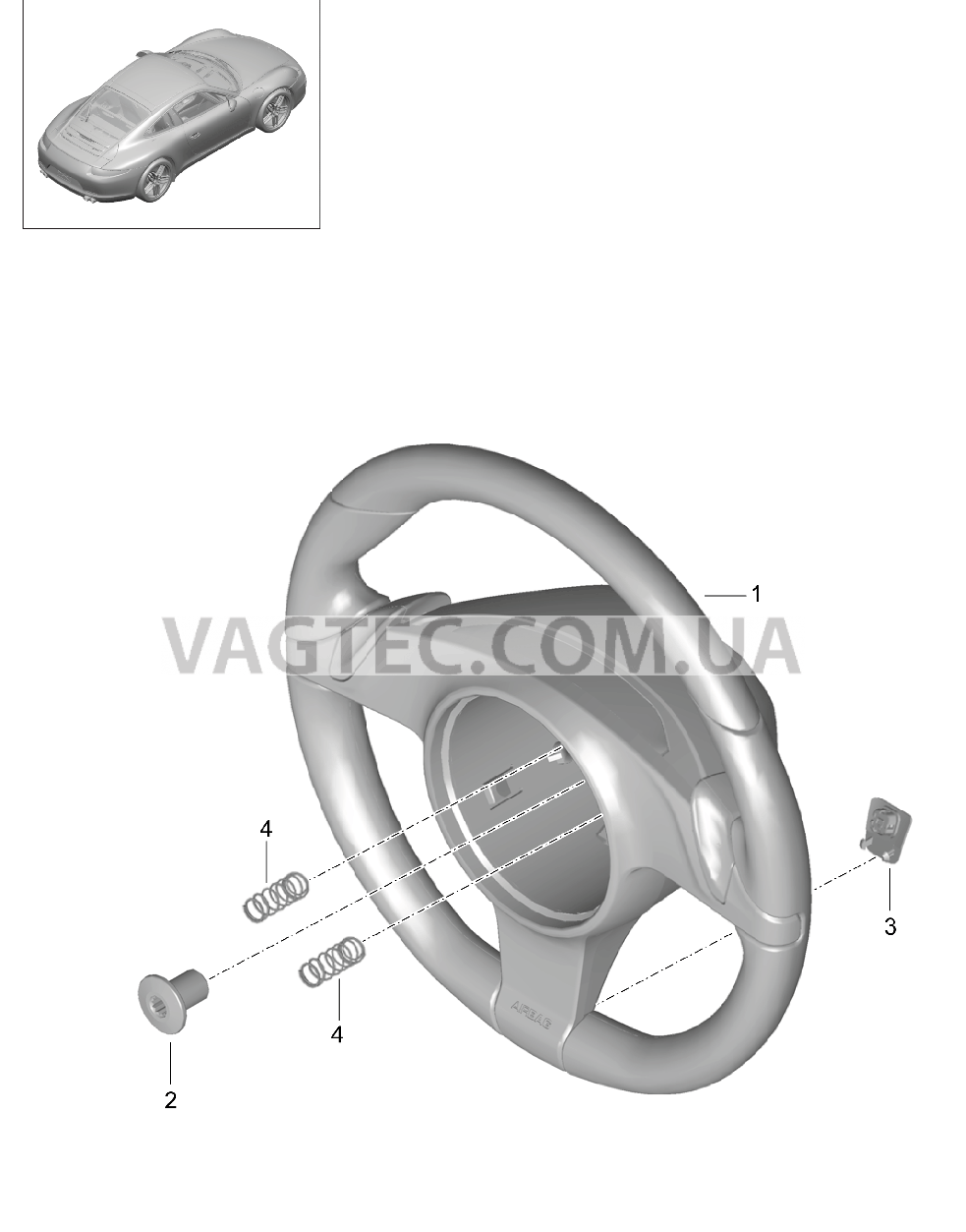 403-004 Рулевые колеса, PDK
						
						I250 для PORSCHE 911.Carrera 2012-2016