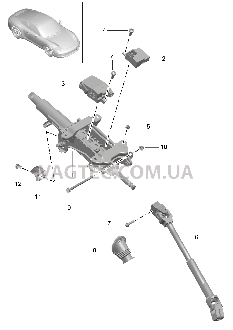 403-006 Рулевая колонка, Рулевой вал для PORSCHE 911.Carrera 2012-2016USA