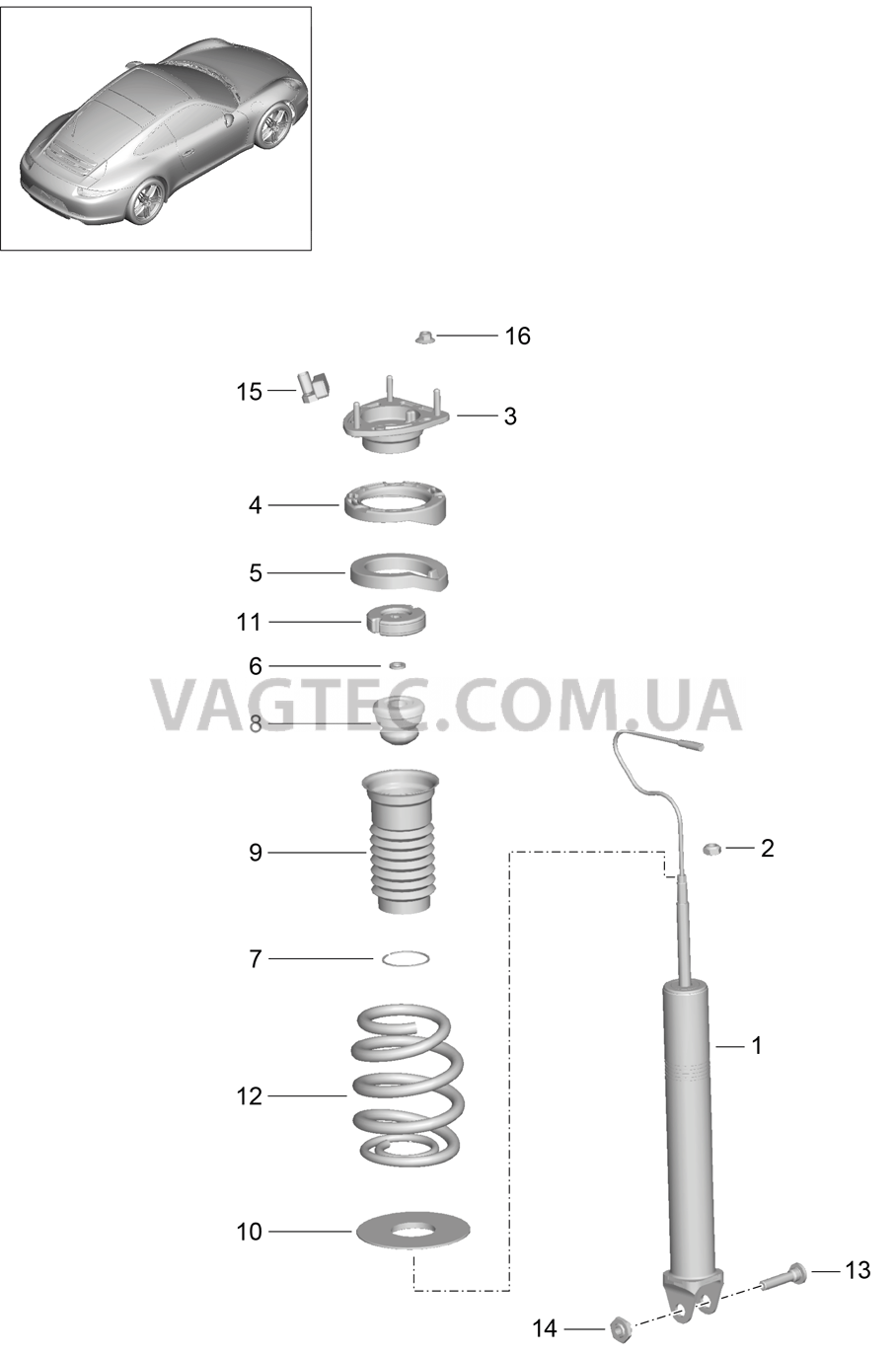 502-000 Амортизатор, Витая пружина для PORSCHE 911.Carrera 2012-2016