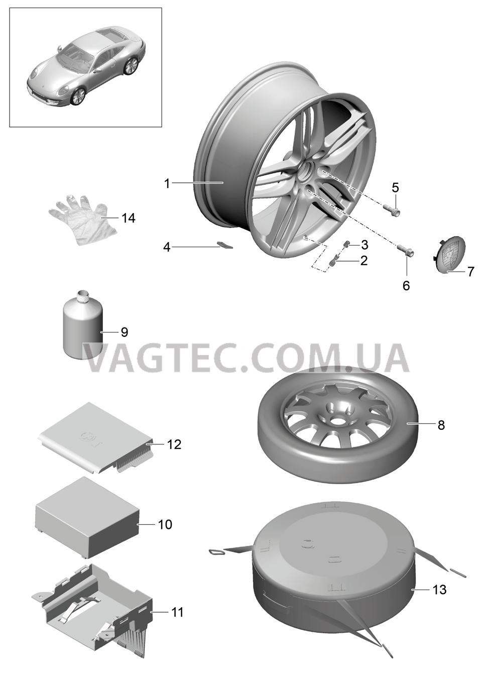 601-000 Колеса для PORSCHE 911.Carrera 2012-2016USA