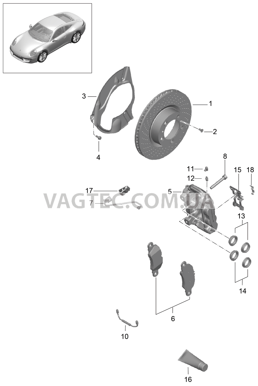 602-000 Дисковой тормоз, Передняя ось
						
						CARRERA 2, CARRERA 2-S, GTS для PORSCHE 911.Carrera 2012-2016USA