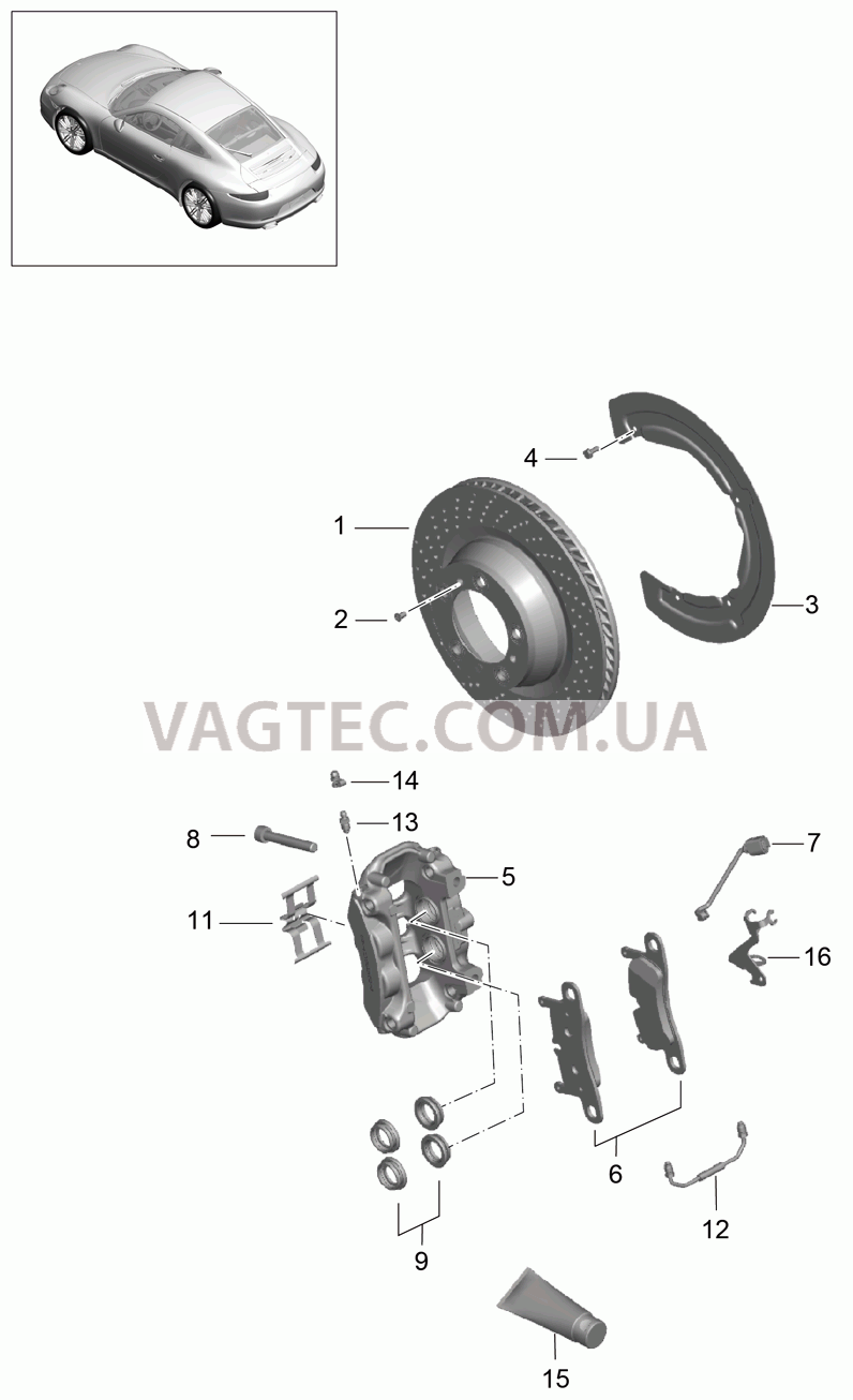 603-001 Дисковой тормоз, Задняя ось
						
						C4, C4S, 4 GTS для PORSCHE 911.Carrera 2012-2016