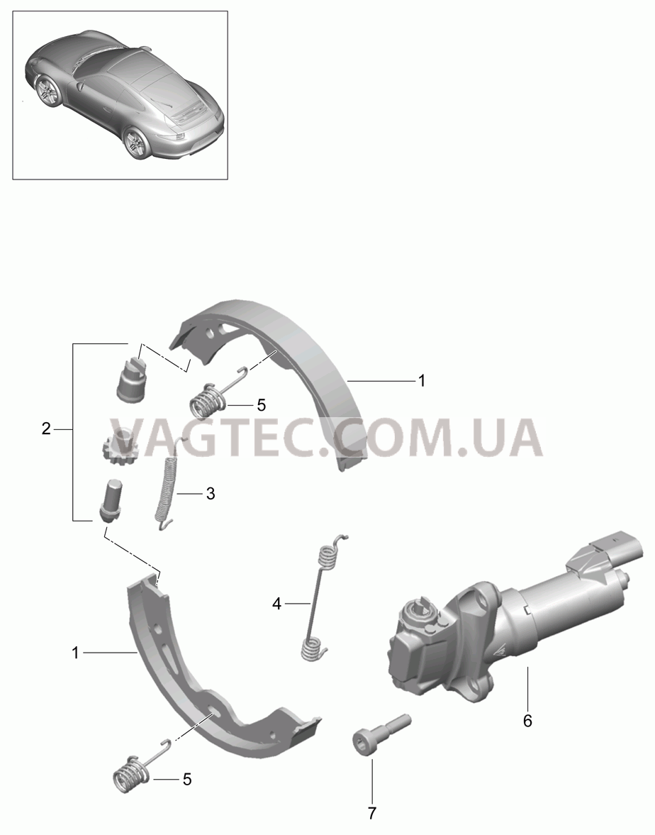 603-005 Стояночный тормоз для PORSCHE 911.Carrera 2012-2016USA