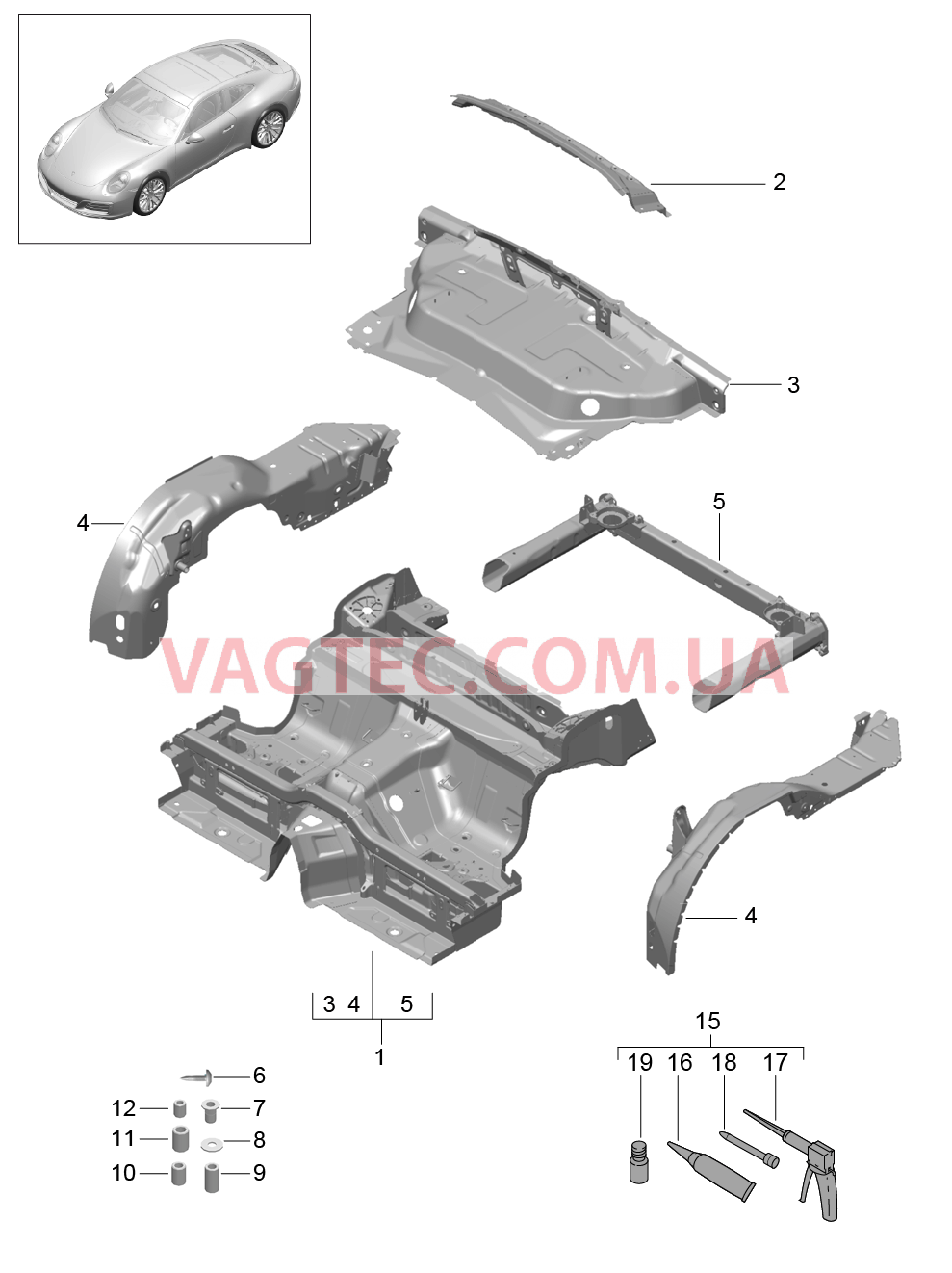 801-035 Задняя подвеска для PORSCHE 911.Carrera 2012-2016