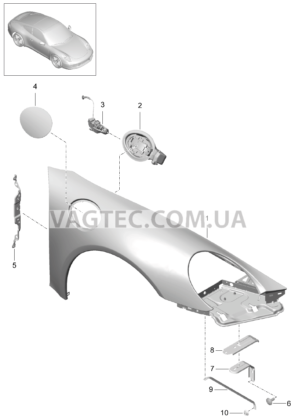 801-040 Крыло для PORSCHE 911.Carrera 2012-2016