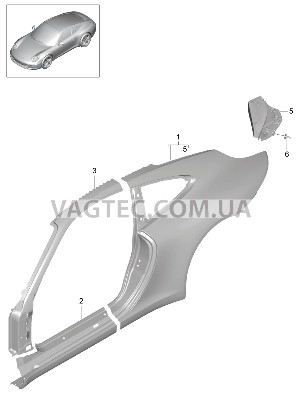 801-055 Боковая часть, внешний
						
						COUPE для PORSCHE 911.Carrera 2012-2016USA