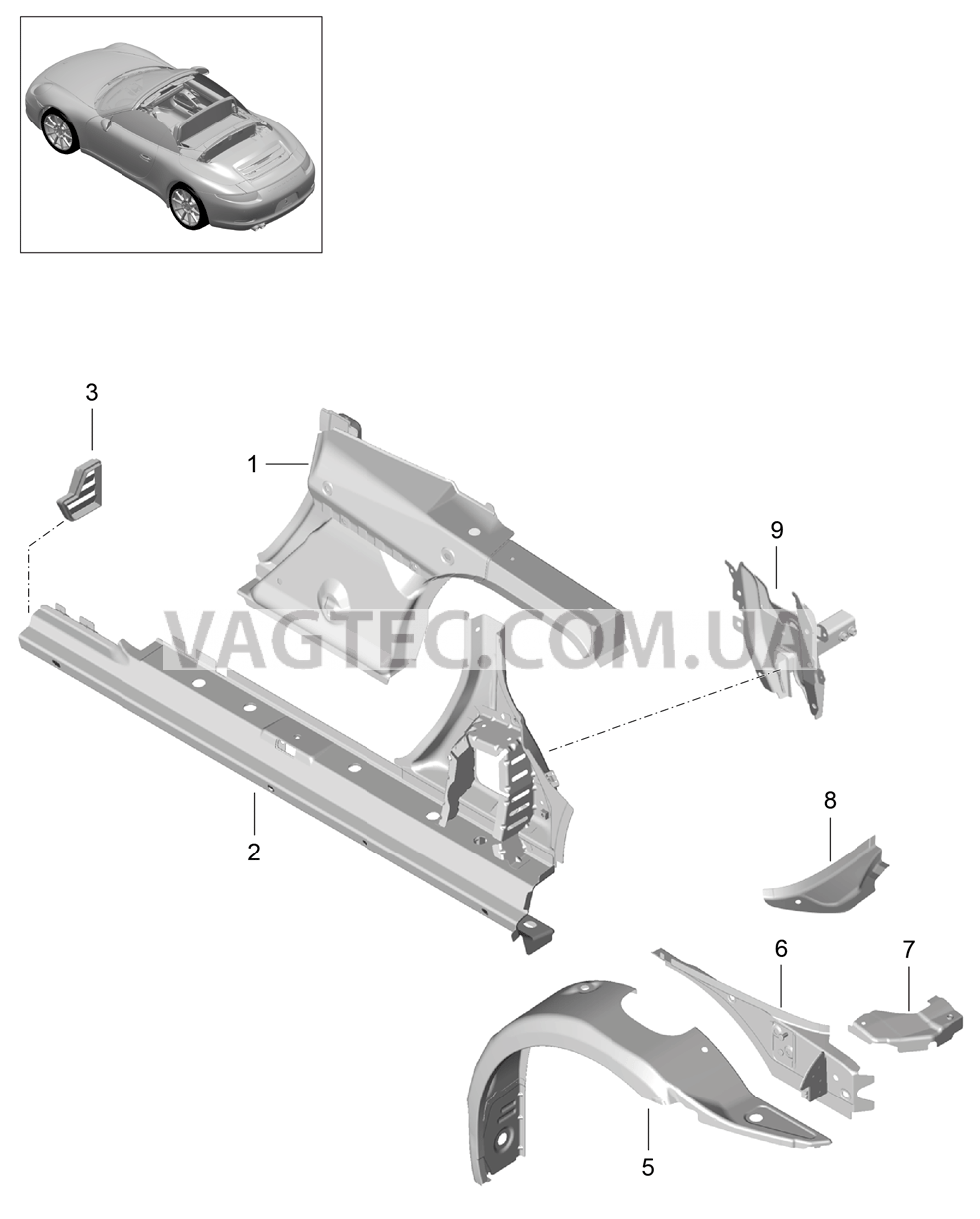 801-060 Боковая часть, внутренний
						
						CABRIO для PORSCHE 911.Carrera 2012-2016USA