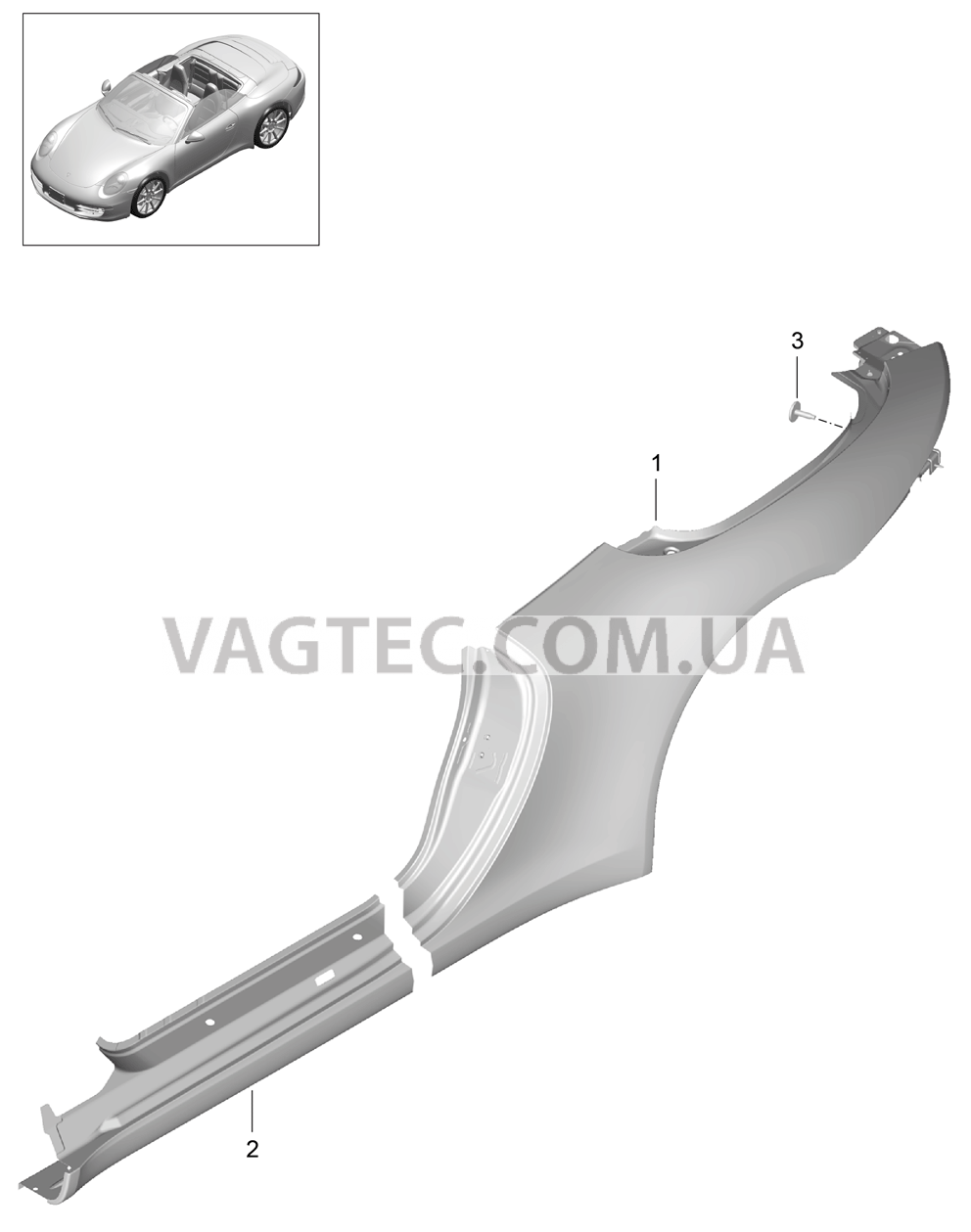 801-065 Боковая часть, внешний
						
						CABRIO для PORSCHE 911.Carrera 2012-2016USA