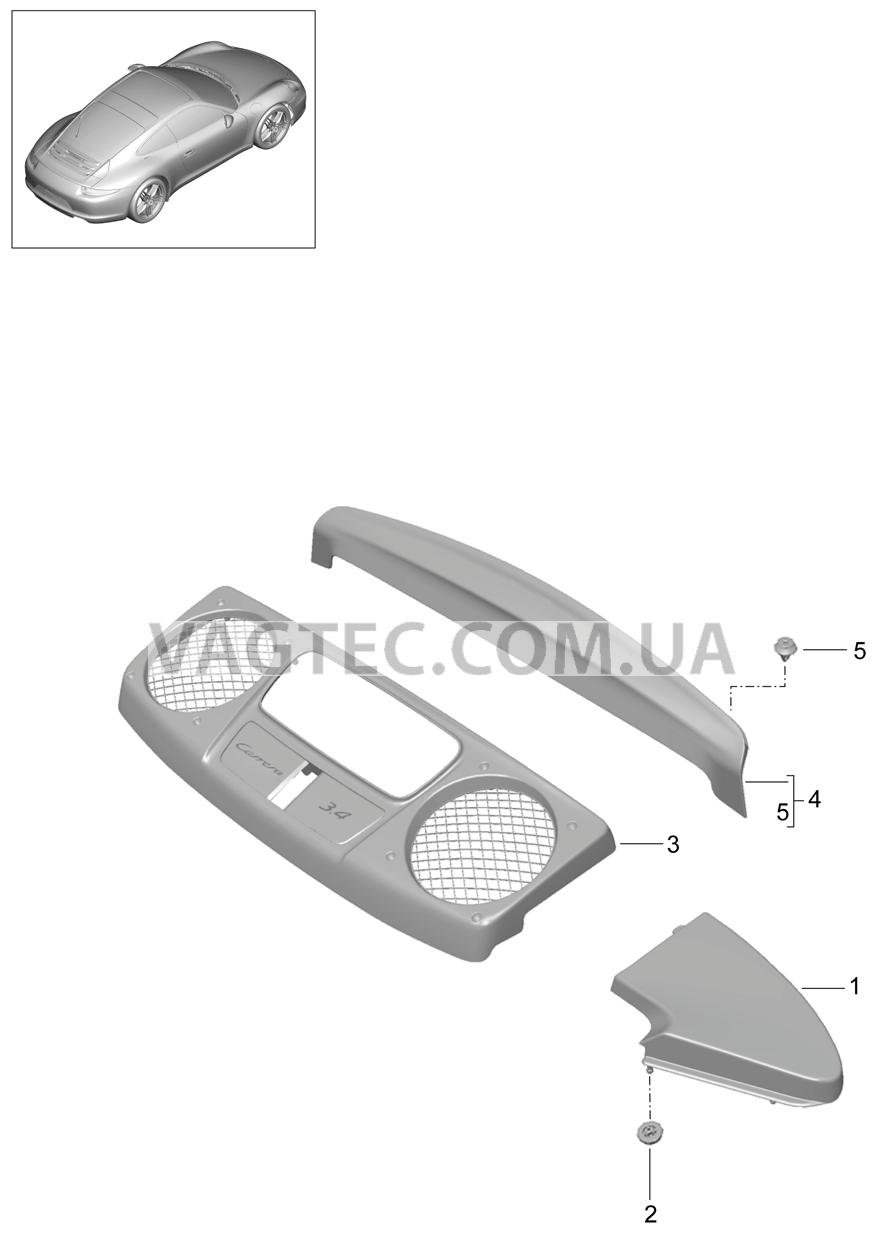 801-080 Обшивка, Моторный отсек для PORSCHE 911.Carrera 2012-2016