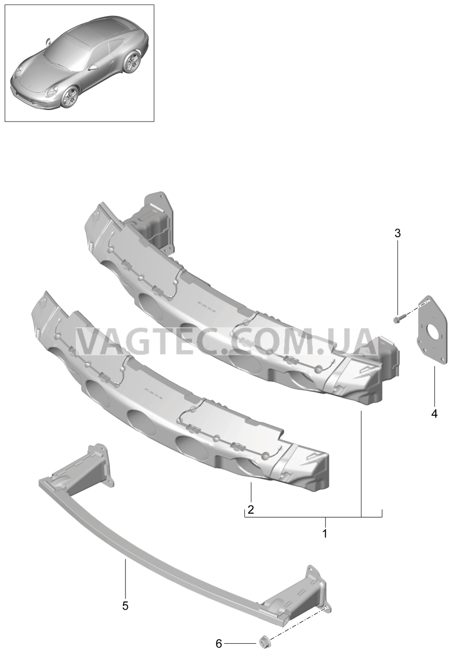 802-020 Кронштейн бампера, передний для PORSCHE 911.Carrera 2012-2016USA