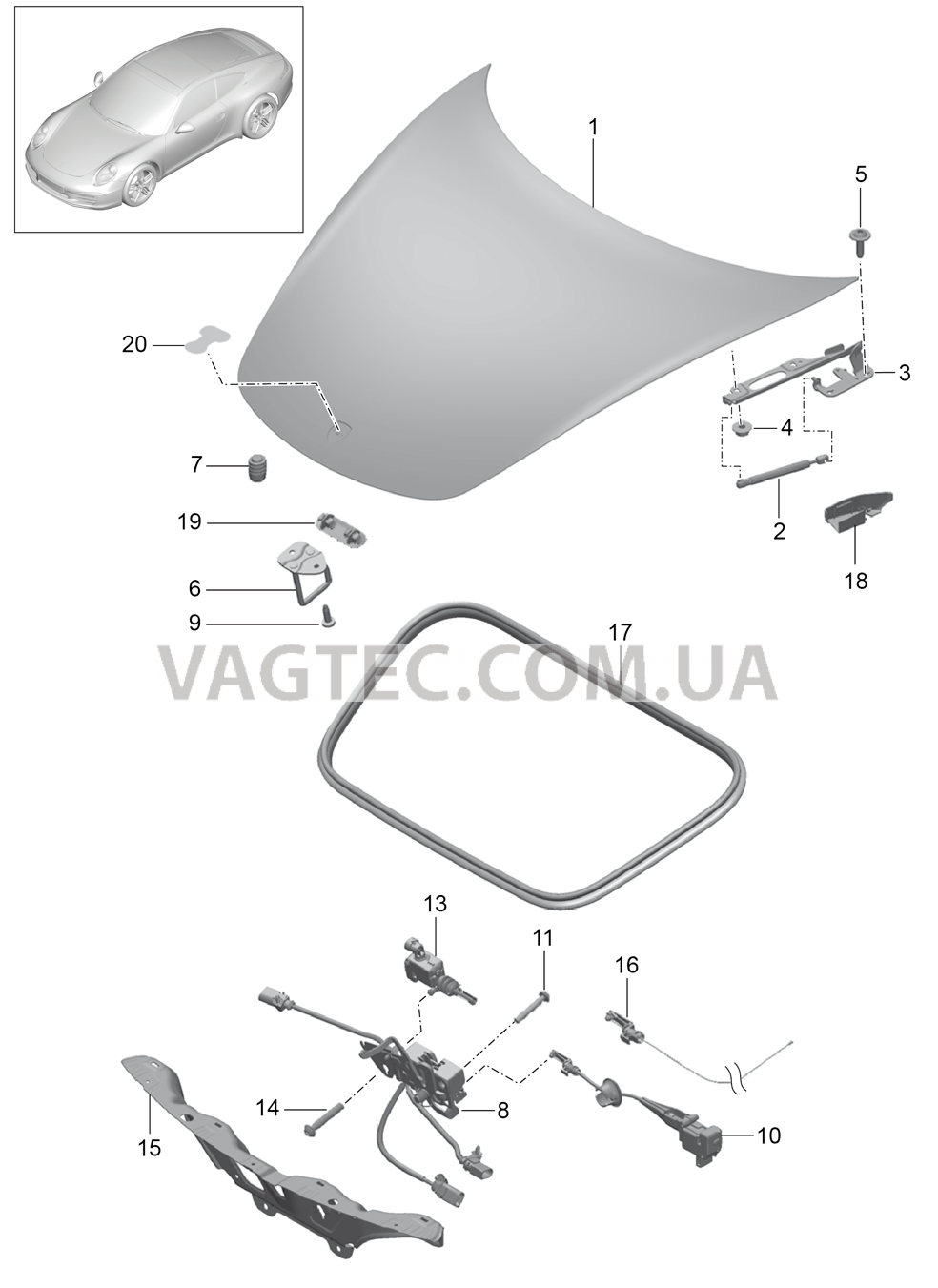 803-000 Крышка, передний для PORSCHE 911.Carrera 2012-2016