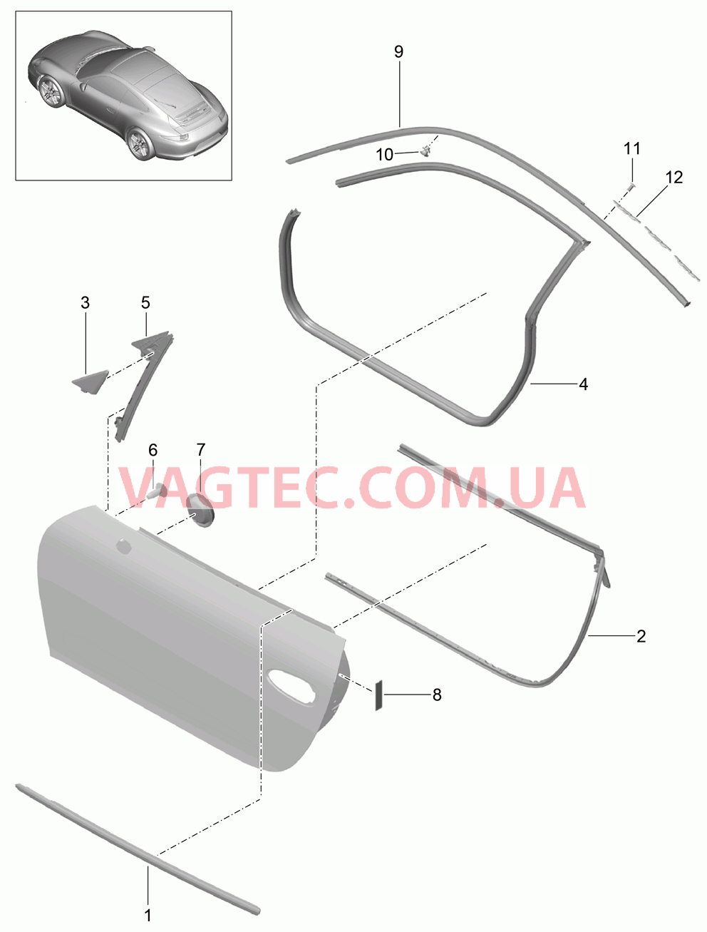 804-010 Дверн.уплотнитель, и, Декоративн.панель
						
						COUPE для PORSCHE 911.Carrera 2012-2016USA