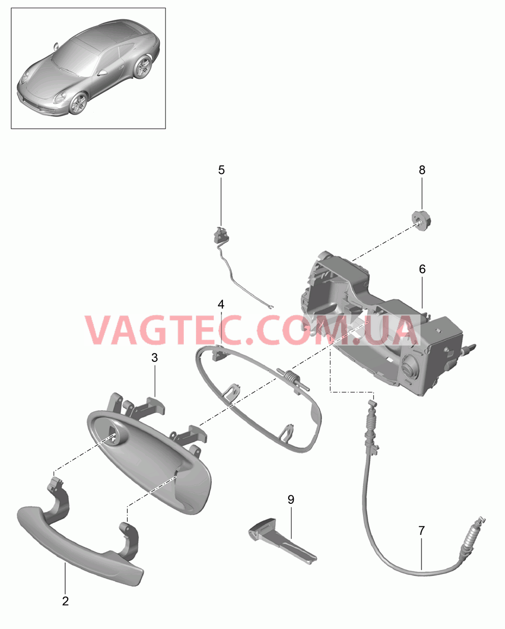 804-020 Рукоятка двери для PORSCHE 911.Carrera 2012-2016