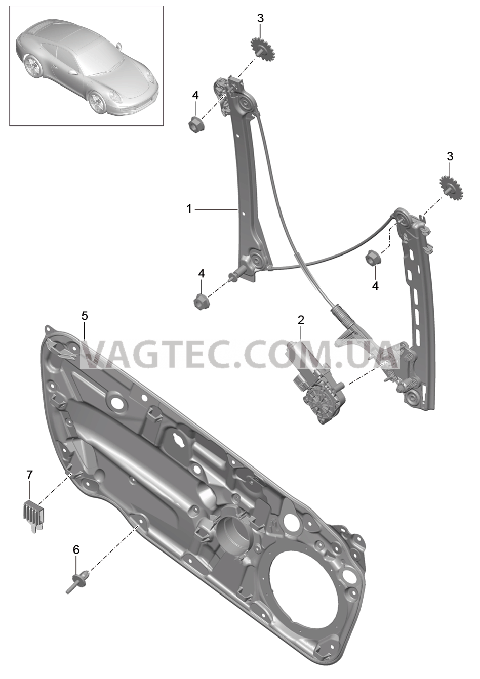 804-030 Стеклоподъемник для PORSCHE 911.Carrera 2012-2016USA