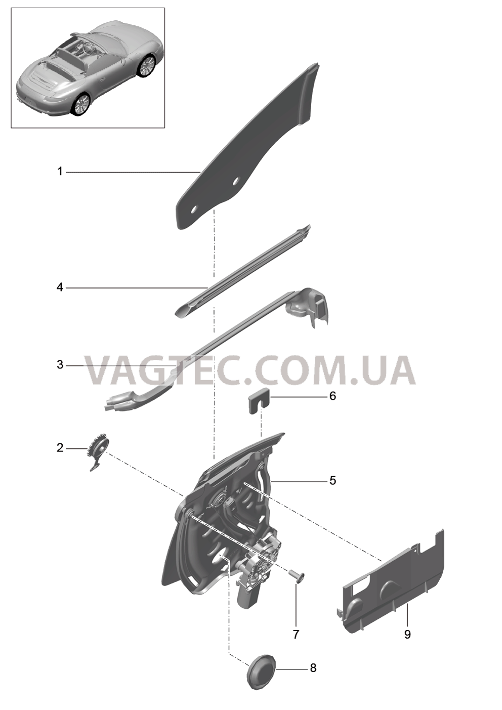 805-005 Заднее стекло
						
						CABRIO для PORSCHE 911.Carrera 2012-2016USA