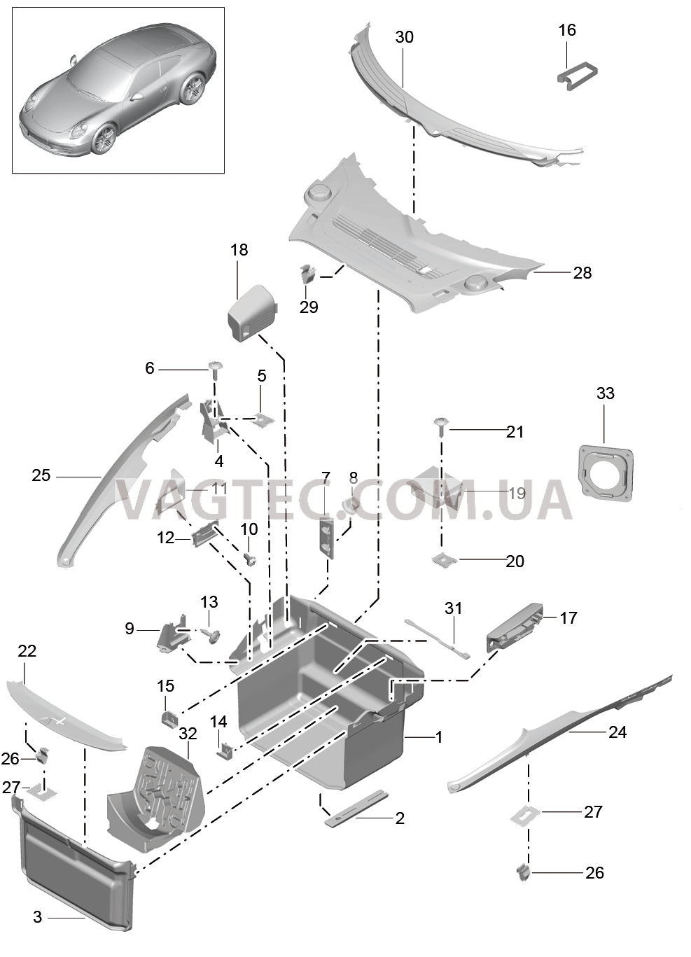 807-000 Багажный отсек
						
						CARRERA 2 для PORSCHE 911.Carrera 2012-2016USA