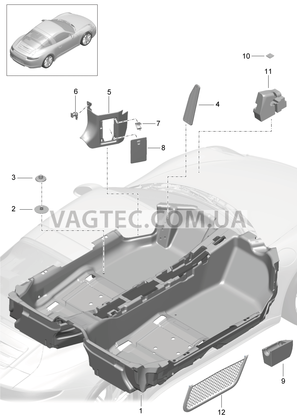 807-012 Накладка на днище, Обивки
						
						TARGA для PORSCHE 911.Carrera 2012-2016