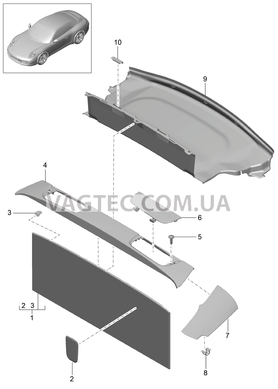 807-035 Обшивка, задний
						
						CABRIO для PORSCHE 911.Carrera 2012-2016USA