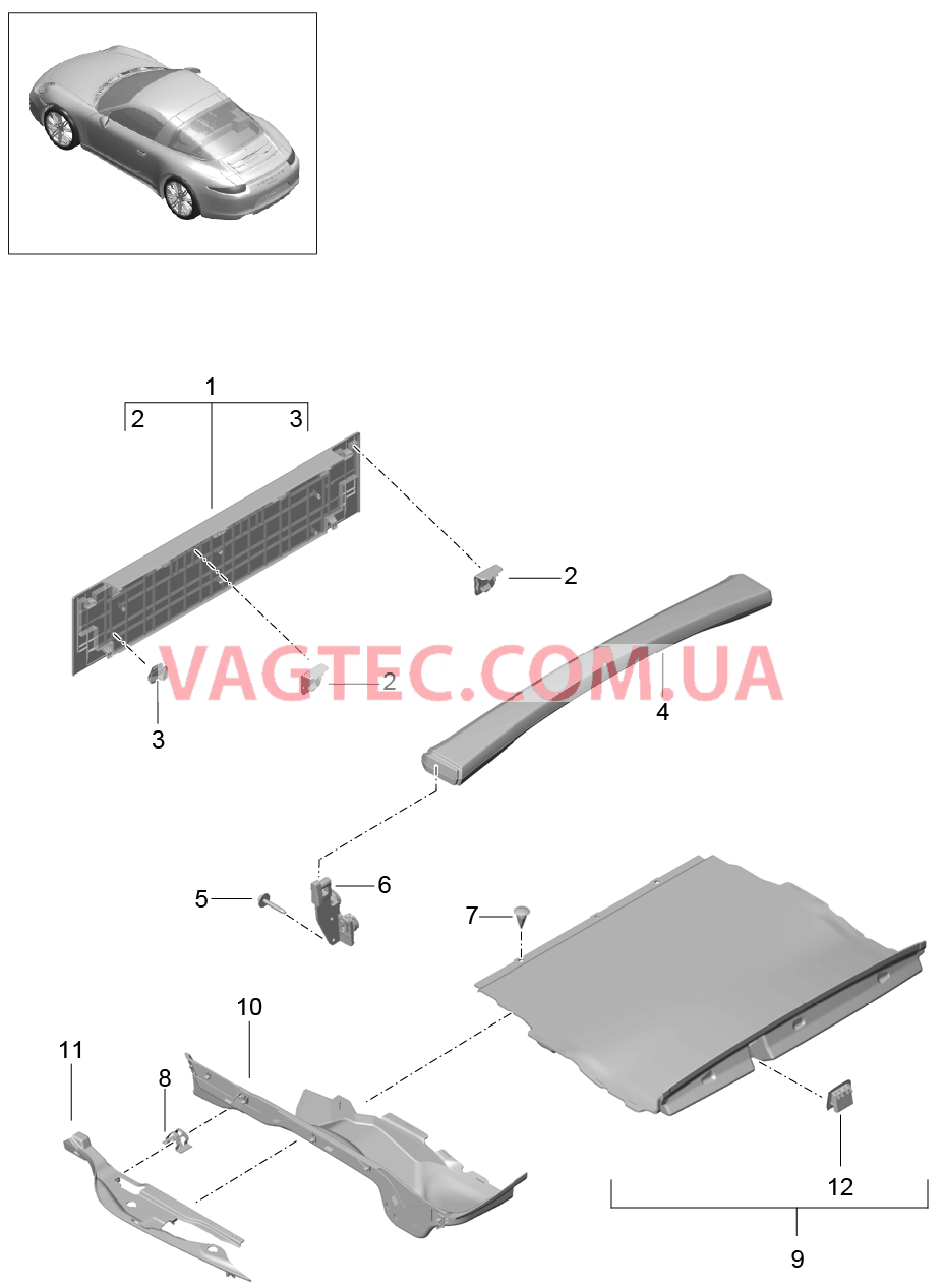 807-040 Обшивка, задний
						
						TARGA для PORSCHE 911.Carrera 2012-2016