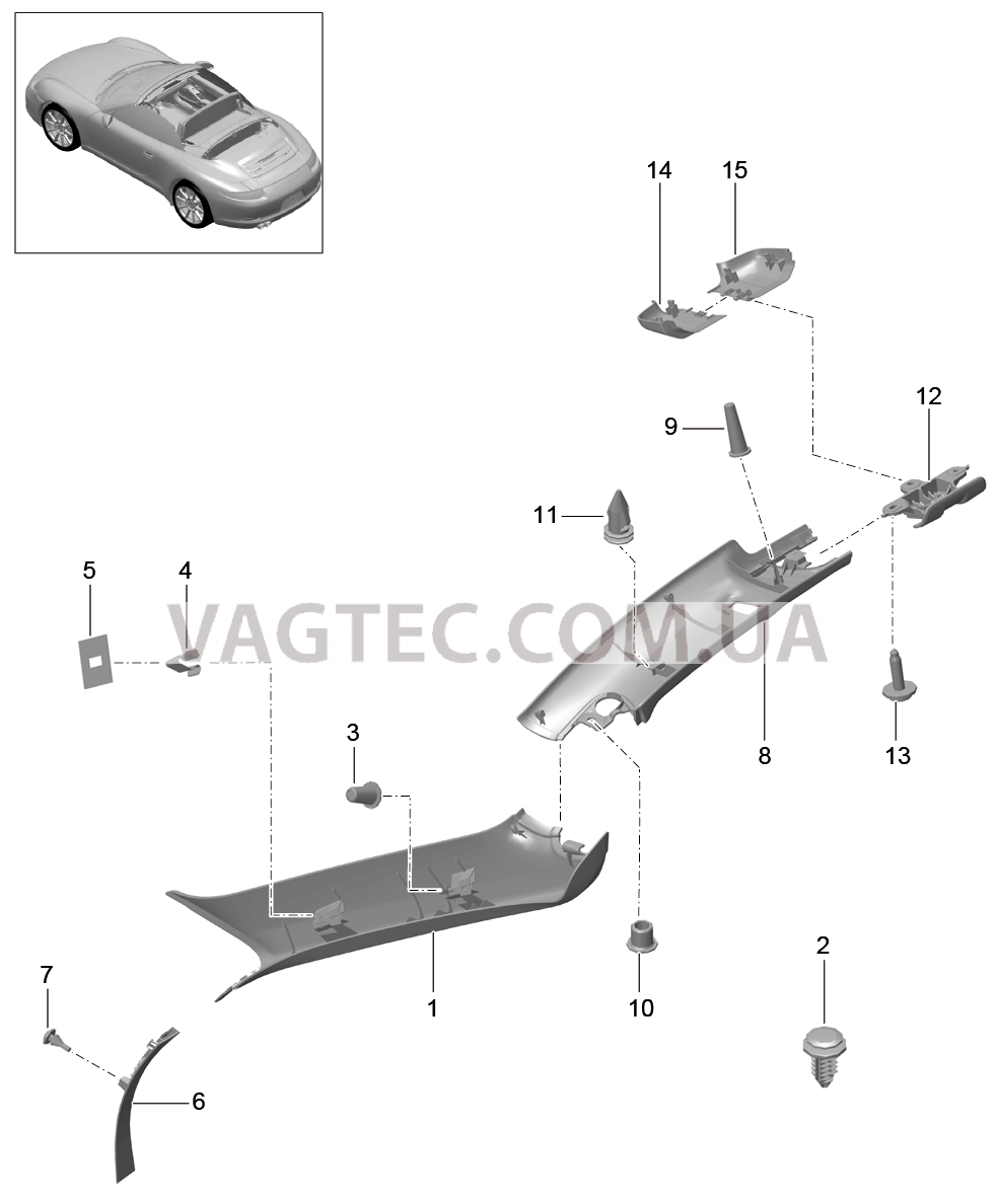 807-055 Стойка А, Рама ветрового стекла
						
						CABRIO для PORSCHE 911.Carrera 2012-2016USA