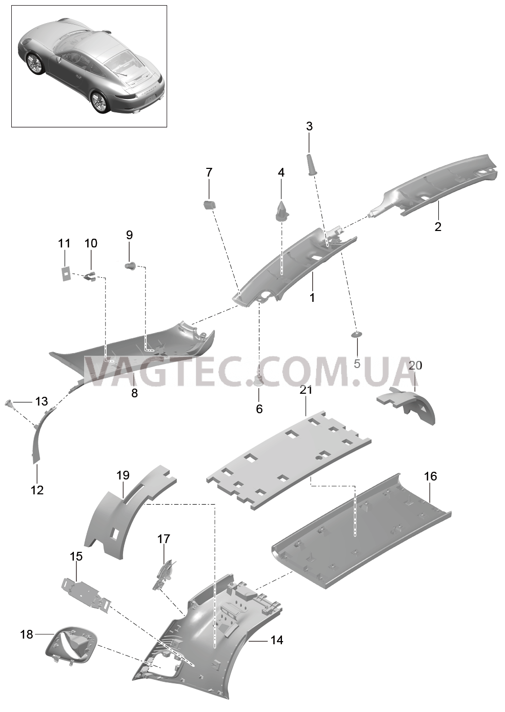 807-057 Стойка А, Стойка В, Ветровой кожух, внутренний, Розетка, Ремень
						
						TARGA для PORSCHE 911.Carrera 2012-2016USA