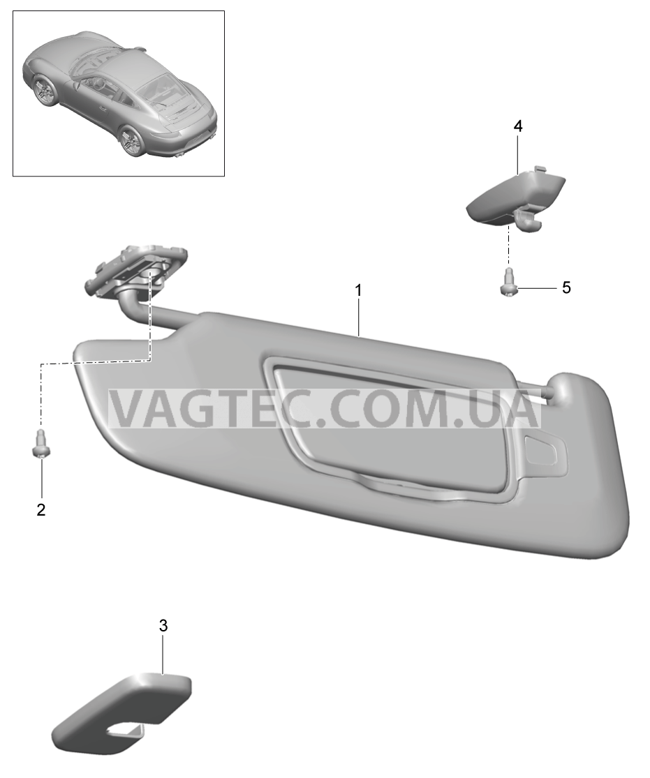 807-065 Солнцезащитные козырьки для PORSCHE 911.Carrera 2012-2016