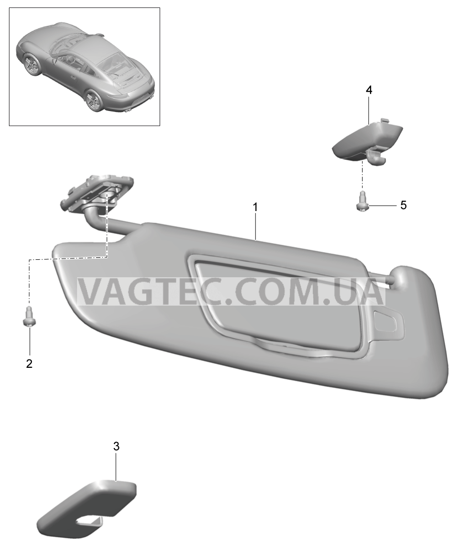 807-065 Солнцезащитные козырьки для PORSCHE 911.Carrera 2012-2016USA