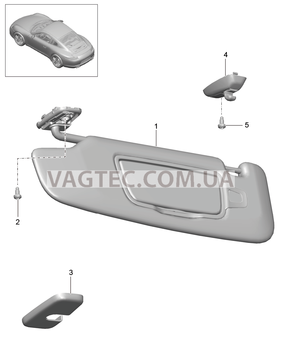 807-066 Солнцезащитные козырьки для PORSCHE 911.Carrera 2012-2016