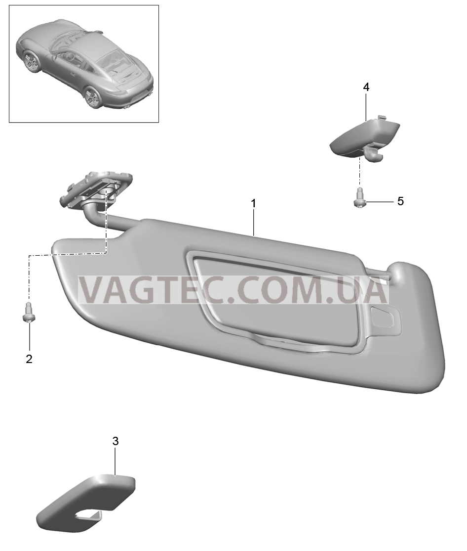 807-067 Солнцезащитные козырьки для PORSCHE 911.Carrera 2012-2016USA