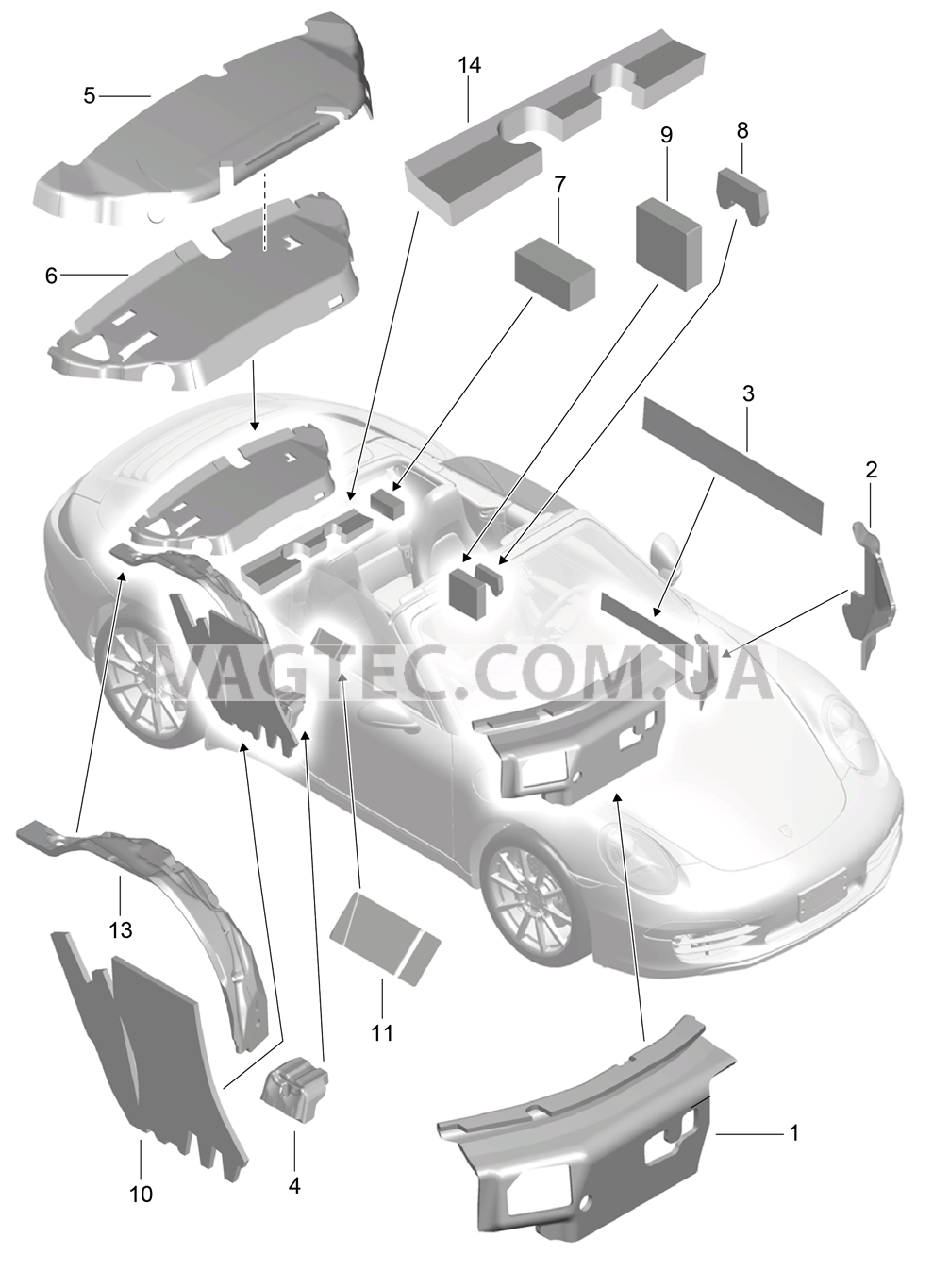 807-082 Кузов, Звукоизоляция 1
						
						CABRIO для PORSCHE 911.Carrera 2012-2016USA