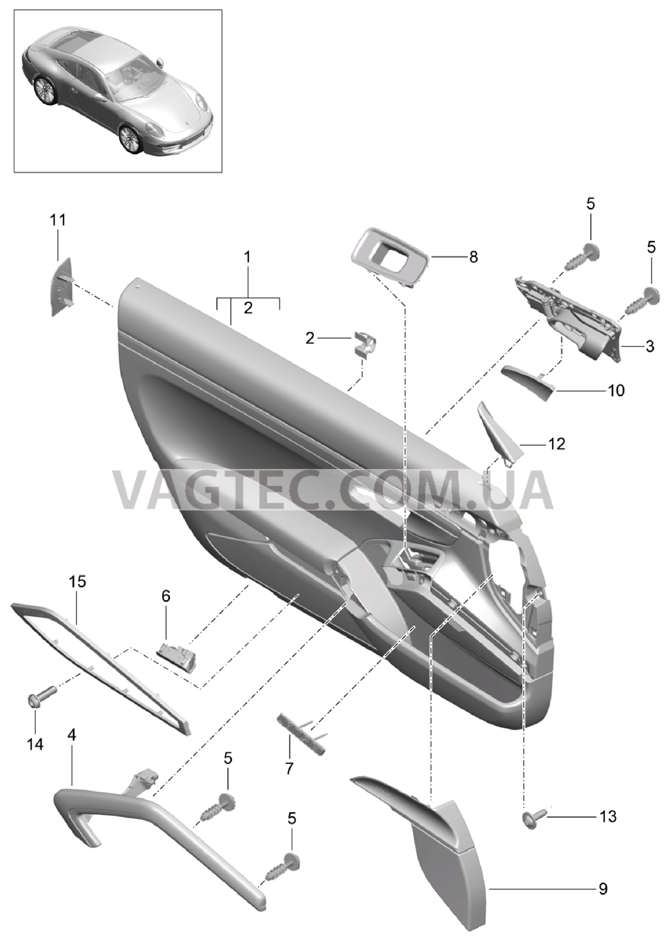 808-010 Обшивка двери, Детали, Кожа
						
						-I788/I812, I981 для PORSCHE 911.Carrera 2012-2016USA