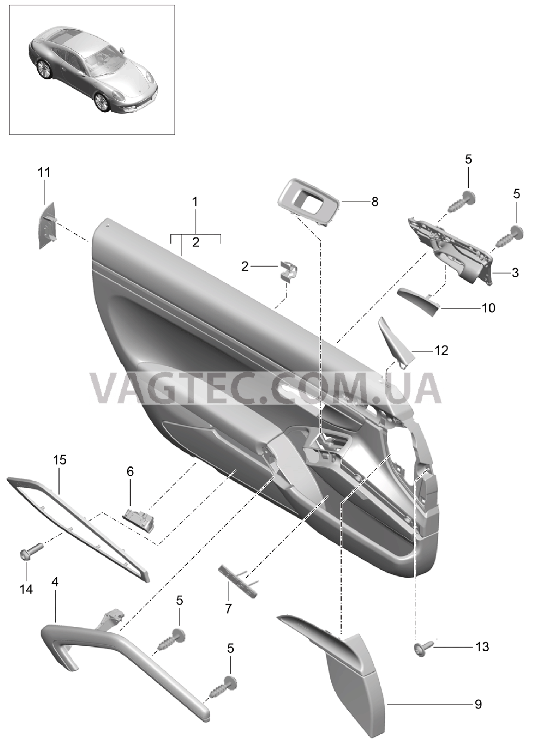 808-015 Обшивка двери, Детали, Кожа
						
						I788/812/981 для PORSCHE 911.Carrera 2012-2016USA