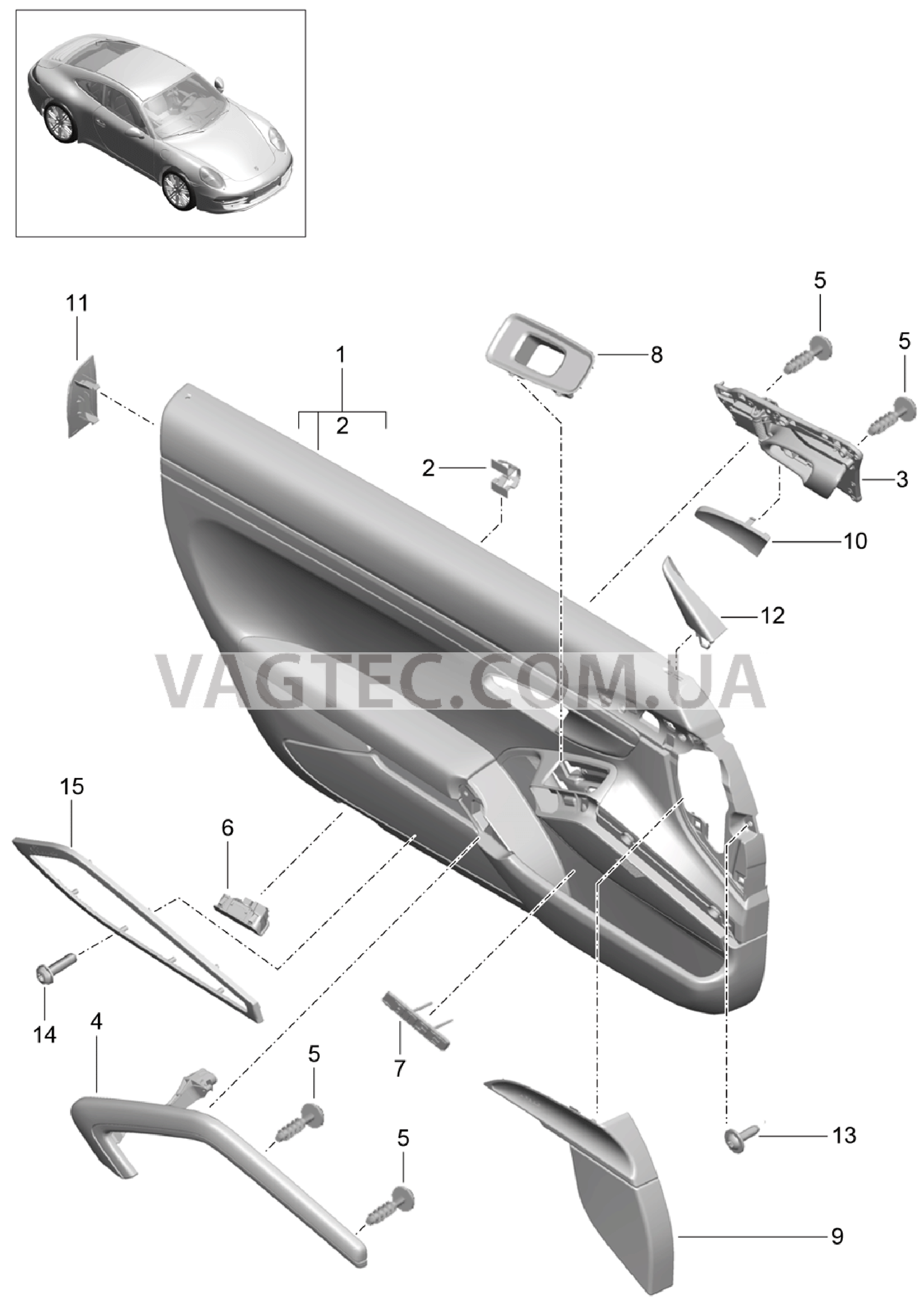 808-020 Обшивка двери, Детали
						
						-I788/IXWA, I981 для PORSCHE 911.Carrera 2012-2016USA