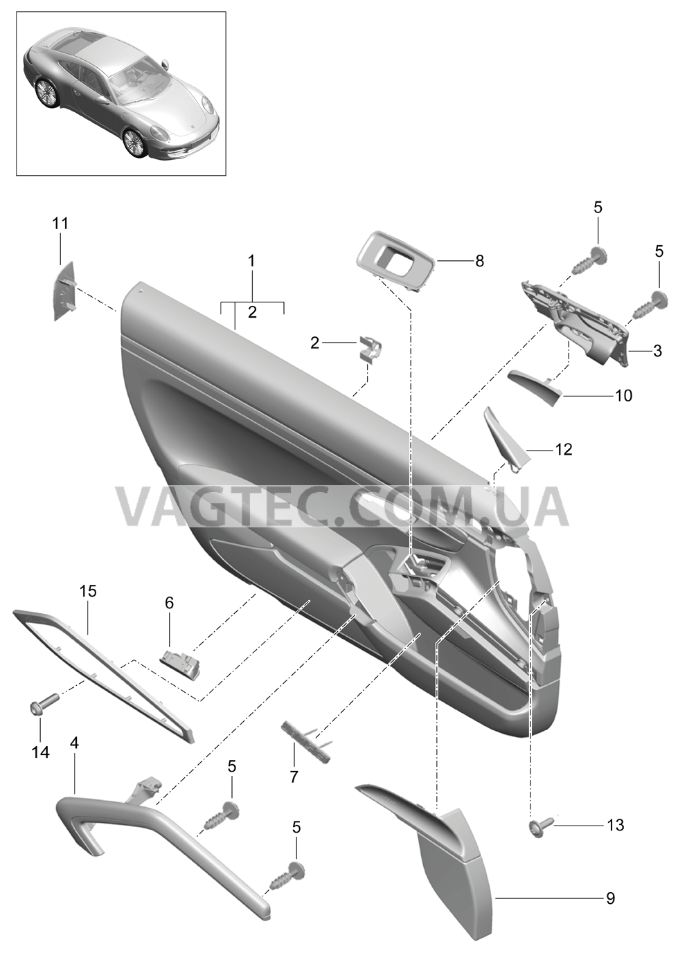 808-030 Обшивка двери, Детали
						
						-I788/IXWC, I981 для PORSCHE 911.Carrera 2012-2016